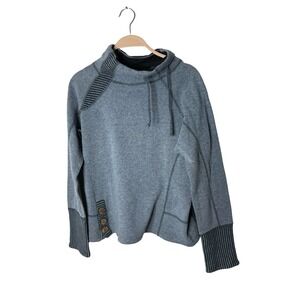 Prana Sweater Womens small  blue Wool Blend Lucia Mock Neck Pullover